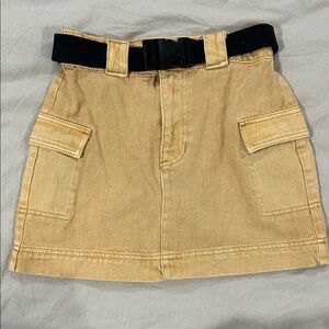 Pacsun Tan Mini Skirt with Black Belt